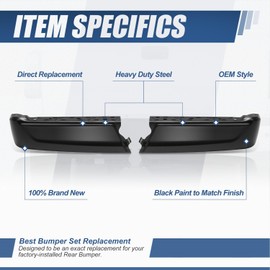 Auto Dynasty Rear Bumper End Caps Compatible with 2021 2022 2023 2024 Ford F-150, Driver and Passenger Side Bumper End Replacement, Non Park Sensor Hole, FO1102396, Primed Black Steel