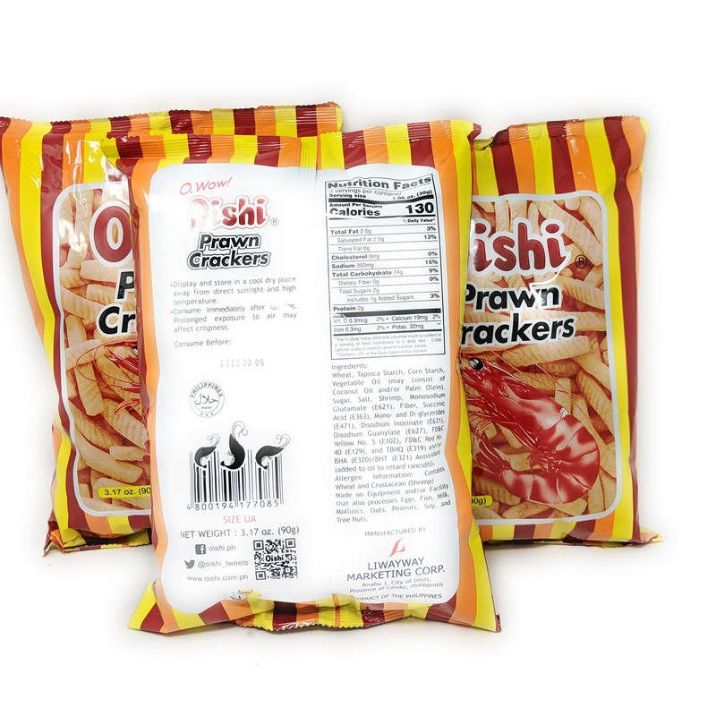 Oishi Prawn Crackers Original Flavored 3.17oz, 3 Pack