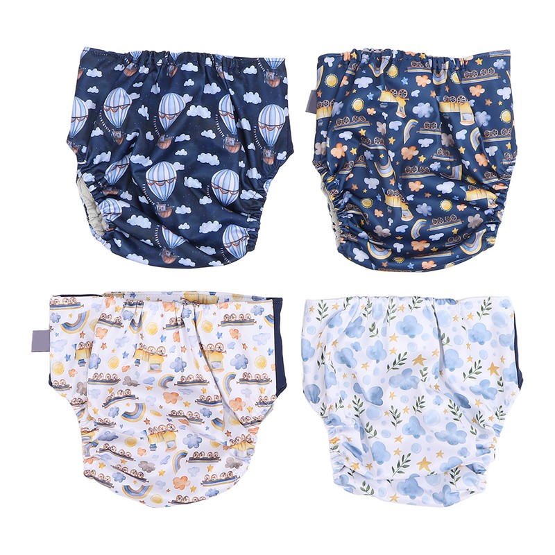 4 Pcs Reusable Cloth Diapers Easy to Set Up Washable