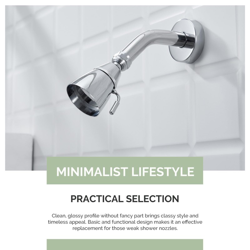 Angle Simple High Flow Shower Head, Brass Swivel Joint Adjustable