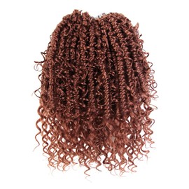NISEYO Goddess Passion Twist Crochet Hair with Curly Ends 10 Inch, 8 Packs Boho Style Crochet Passion Twist Hair Pre looped, Short Pre-twisted Boho Braids (350#,Ginger Red)