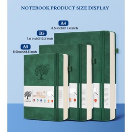 A5 Lined Journal Notebook - 365 Page Leather Journals for Writing Women & Men，Hardcover Notebook with 100Gsm Thick Pages，Daily Diary for Travel, Work，School，Note Taking，College Ruled (5.9" x 8.5")