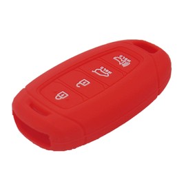 WEIBISS 2 Pack 4 Buttons Rubber Soft Silicone Smart Key Fob Cover Case Shell Holder Bag Keyless Protector Fit for 2020 2021 2022 2023 Hyundai Kona Azera Grandeur IG, Red