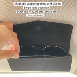FLYAMAPIRIT Auto Brillenetui Sonnenblende Sonnenbrillenhalter mit Magnetfunktion PU-Leder Auto Brillenetui Automotive Aufbewahrungsorganizer