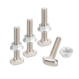 QUARKZMAN M6 x 35 mm T Slot Entry Bolt and M6 Hexagon Flange Nut Set 8 Set Hammer Head T-Bolt T Shape Bolt Sliding Screw for 30 Series Aluminium Profiles