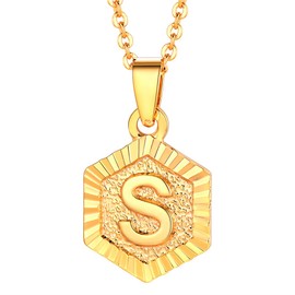 U7 Necklace for Women Letter S Gold Chain Mens Necklaces with Initial Pendant