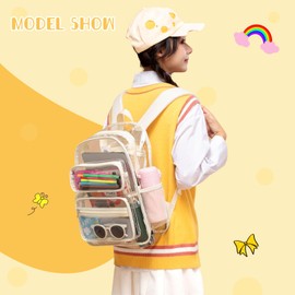 TINYAT Clear Backpack Heavy Duty Transparent backpack Large Capacity See Through Bags for Concerts, Schools,Sports,Travel