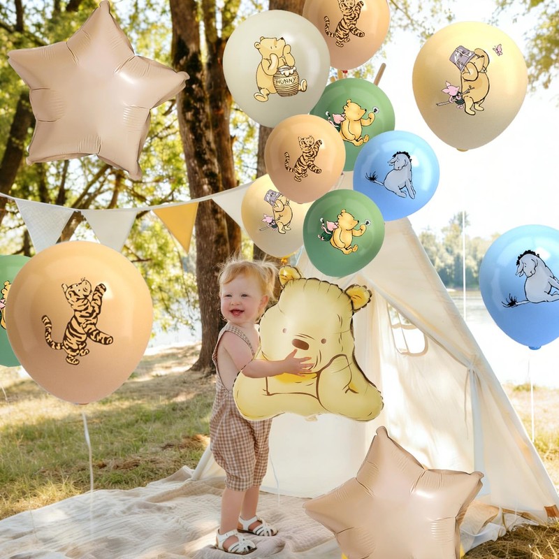 33Pcs Neutral Classic Winnie Baby Shower Birthday Balloons Large 12Inches