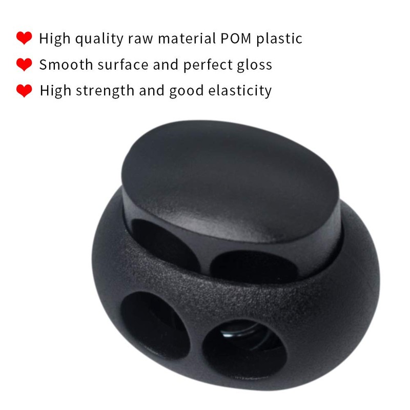 Plastic Cord Lock End Toggle Double Hole Spring Stopper Fastener