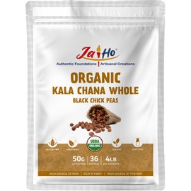 Jai Ho Certified Organic Kala Chana 4 lb | Brown Chickpeas Lentils USDA Organic | Non-GMO | Chemical-Free | Premium Quality Kosher | 4 Lb (Kala Chana)