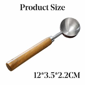 1 PCS Coffee Scoop 15ml Coffee Measuring Scoop Spoon, Stainless Steel Coffee Bean Scoop for Ground Coffee, Tablespoon with Nature Wooden Handle