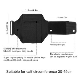 Leg Phone Holder, Cell Phone Leg Straps Ankle Wallet Thigh Holder Wallet Calf Straps Adjustable Arm Pouch Non Slip Sports Armband Storage Bag for Equestrian Jogger Running Workout (Black)