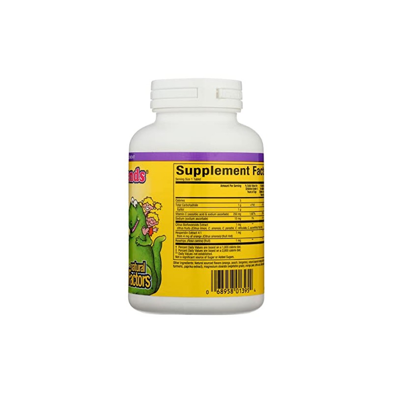 Natural Factors Chewable Vitamin C 250 mg Tangy Orange 90