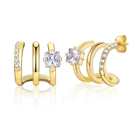 wynn's Claw Earrings Gold, Claw Stud Earrings, 14K Earrings Gold Hanging, Gold Stud Earrings for Women, Silver 925 with AAA Cubic Zirconia Woman, Sterling Silver