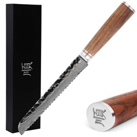 YOUSUNLONG Bread Knives 8 inch Sandwich Slicing Knife Japanese Damascus Steel Natural Walnut Wood Handle