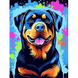 EATUKYIC Cute Rottweiler Puppy Diamond Art for Adults, 5D Round Rhinestones Diamond Painting for Adult Embroidery Art Kit, for Home Wall Decor Bedroom Decor or Gifts 12x16inch