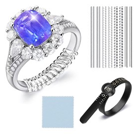 Ring Sizer Adjuster for Loose Rings 4 Sizes of 8 Pack Invisible Ring Guards for Men and Women Silicone Ring Size adapters with Magnified Glass Ring Sizer Measuring Tool,and a Silver polishing Cloth