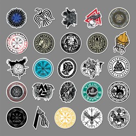 Viking Stickers,50 PCS Viking Totem Graffiti Vinyl Waterproof Decals for Water Bottles Computer Bicycle Skateboard Luggage Phone Pad Laptop Kids Teens Stickers Pack