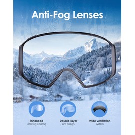 BEACOOL OTG Ski Goggles for Women Men, Anti-Fog Snowboard Goggles UV400 Protection, Magnetic Interchangeable Winter Goggle