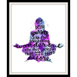 By Being Yourself Pink and Purple Inspirational Quotes Wall Print Art for Friends Meditation Decor Unframed (11x14)