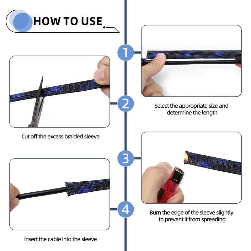 Expandable Braided Sleeving, PET Automotive Wire Loom, Flexible Cable Management