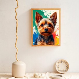 MOER SKY Diamond Art Kits for Adults Yorkie Vivid Artistic Portrait Diamond Painting Kits for Adults Beginner, 12x16in Frameless Diamond Painting Kit for Home Wall Decor