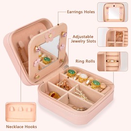 ChezMax Girl Women Gifts for Teenage Girls Birthday Gifts for Girls Daughter Granddaughter, Travel Jewelry Box Small Jewelry Organizer Mini Jewelry Box - Initial I