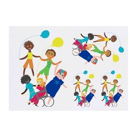 4 x 'Children Having Fun Together ' Temporary Tattoos - Water Resistant, Skin-Safe, Non-Toxic Transfers, Mixed Sizes (TO00078616)