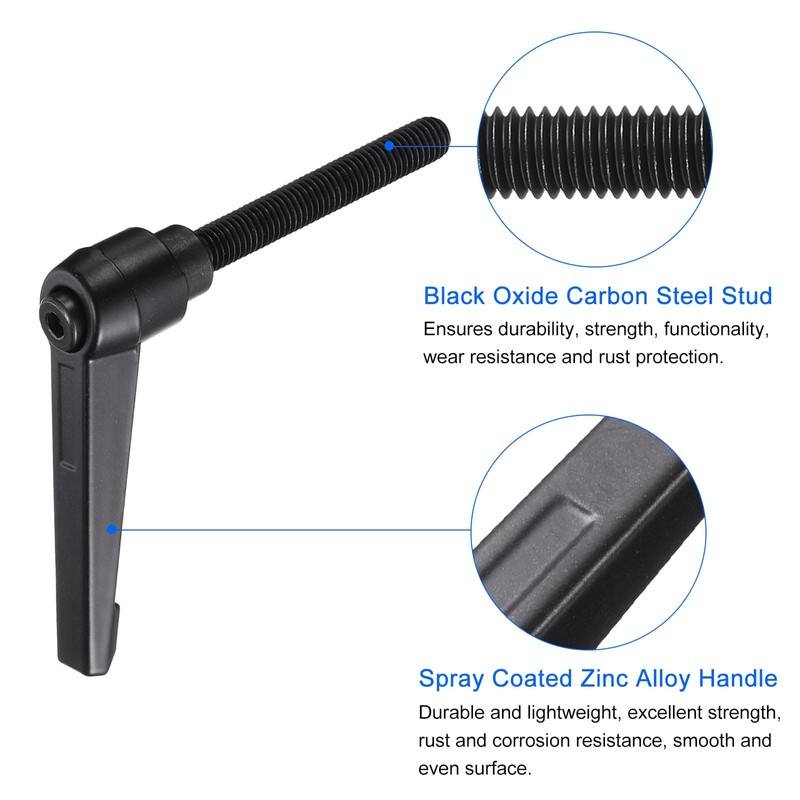 sourcing map 4pcs Clamping Lever Handles, M8 x 60mm Black