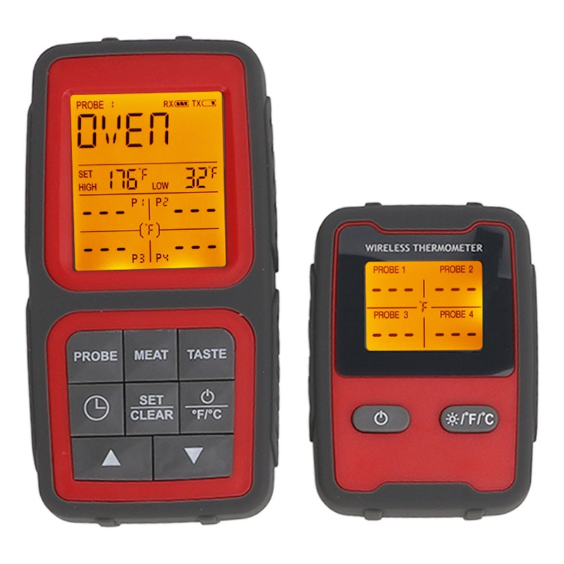500ft Wireless Meat Temperature Meter High Accuracy LCD Backlit Temperature