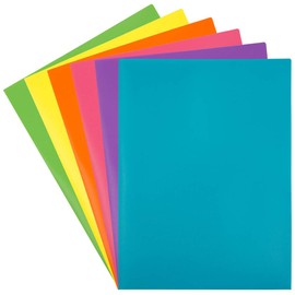 JAM PAPER A4 Plastic 2 Pocket School POP Folders - Assorted Fashion Colors - 6/Pack