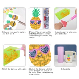 VETPW 5D Diamond Art Painting by Numbers Kit for Adult Beginners, DIY Diamond Full Drill Painting Stickers with Pineapple Pattern for DIY Stickers Arts Crafts (10 PCS)