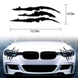 2PCS Claw Marks Decal Sticker Waterproof Headlight Decal Vinyl Sticker Decal for Sports (Black)