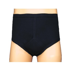 Washable Incontinence Brief for Men - Y-Front - Built-in Absorbent Pad with Waterproof Back - 220mls Absorbency - Black and White (XLarge (41-44" Waist), White)