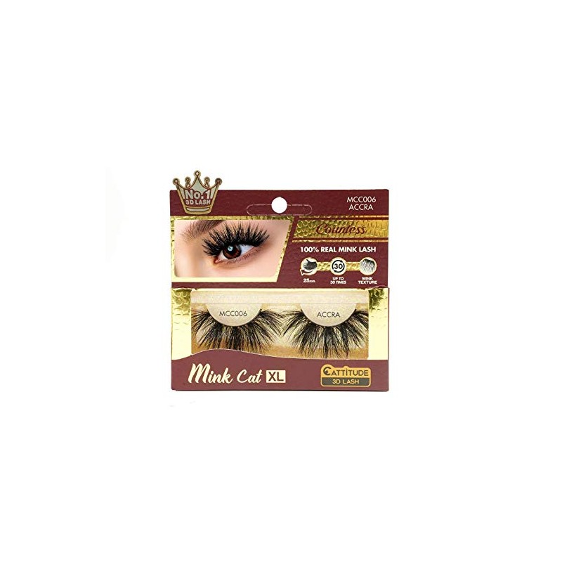 CATTITUDE 3D LASHES Accra Countess Mink Cat 25mm False Eyelashes,