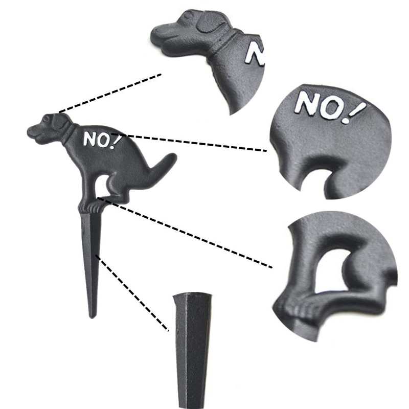 Eidoct No Dog Pooping Solid Cast Iron Yard Sign, Grass