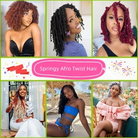 Springy Afro Twist Hair 12 Inch Bug 8 Packs Spring Twist Hair, Kinky Twist Hair for Braiding, Marley Twist Braiding Hair for Soft Faux Locs and Passion Twist Crochet Hair(8Packs, BUG#)