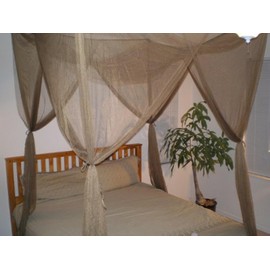 4 Post Bed Canopy Netting Functional Mosquito Net Full Queen King (Brown)