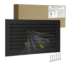 24"*16" Gable Vent,Aluminum Alloy Wall Vent Shed Vents,with Removable Strainer and 180 Degree Opening Angle.Ideal for Attic,Shed,Garage,Play House,Coop.[Inside Dimensions:22"w X 14"h]-Black 1 Pack