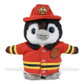 DolliBu Big Eye Penguin Firefighter Stuffed Animal with Name Personalization - Super Soft Penguin with Red Fireman Costume Outfit and Fireman Hat, Fire Fighter Doll Plush Toy for Kids - 9 Inch