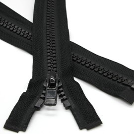 Leekayer 2PCS #5 22 Inch Separating Jacket Zippers for Sewing Coats Jacket Zipper 56cm Black Molded Plastic Zippers Bulk (22" 2pc)