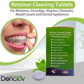 Retainer Cleaning Tablets, Fresh Brite & Stain-Free, for Invisalign, Aligners, Dentures, Mouth Guard, Denture Cleaner - 120 Tablets 4 Month Supply