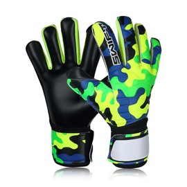 SWIFT WEAR Goalkeeper Gloves Premium Grip, Goalkeeper Gloves Kids, Youth & Adult, Football gloves with Finger Support, goalie gloves, Goalkeeping gloves Size 4/5/6/7/8/9/10 (Green Black Camo, 6)