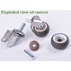 NERILEE 1.5'' Mute Swivel Rubber Wheel,with T nut M8x20mm Stem