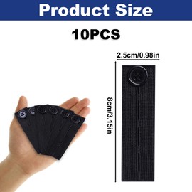 10PCS Pant Waist Extenders, Adjustable Buttons Extenders for Jeans, Black Maternity Pants Extender, Invisible Pants Waistband Extender for Pregnant Women, Jeans Extenders for Men Clothing Supplies