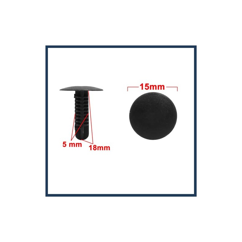 VekAuto 30pcs 5mm Hole Black Car Fender Bumper Plastic Rivets