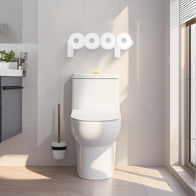 Stylor Funny Toilet Paper Roll Holder - Humorous Poop Sign