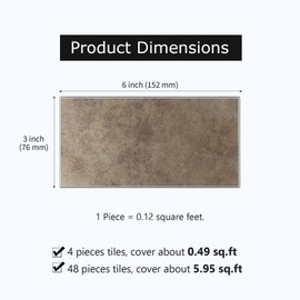 Peel and Stick Backsplash Subway Tile, 3"x6" Antique Brass Self-Adhesive Stick on Wall Tiles for Kitchen Bathroom Fireplace (48 Pieces)