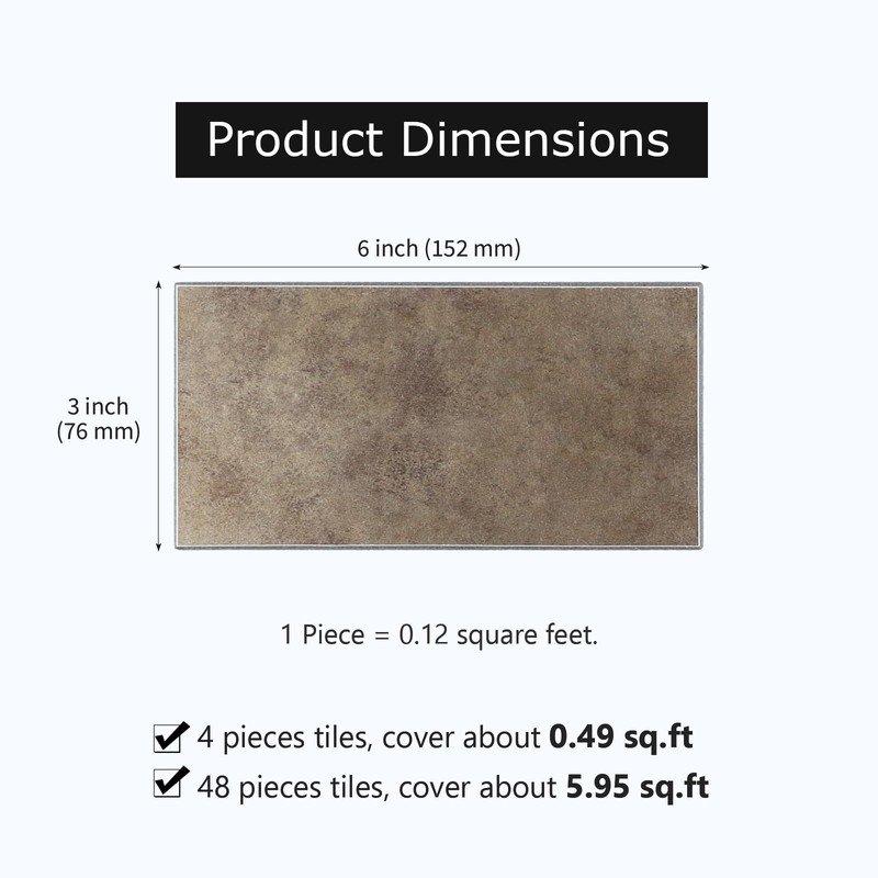 Peel and Stick Backsplash Subway Tile, 3"x6" Antique Brass Self-Adhesive