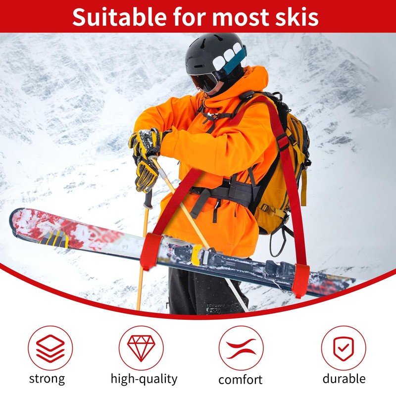 2PCS Ski Straps, Adjustable Ski Strap with Cushioned Fastener Tap,